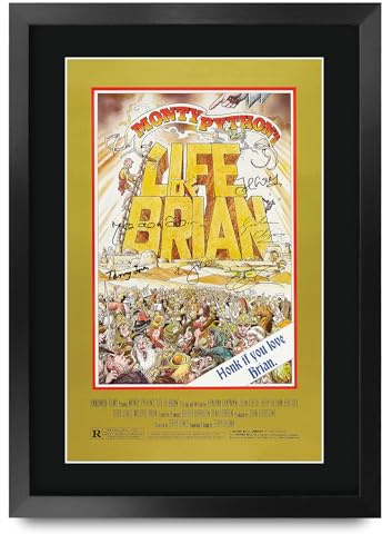 HWC Trading Life of Brian Monty Python 1979 Geschenke Geduckter Poster Signiertes Autogramm Foto für Fans von Film Memorabilien - A3 Gerahmt
