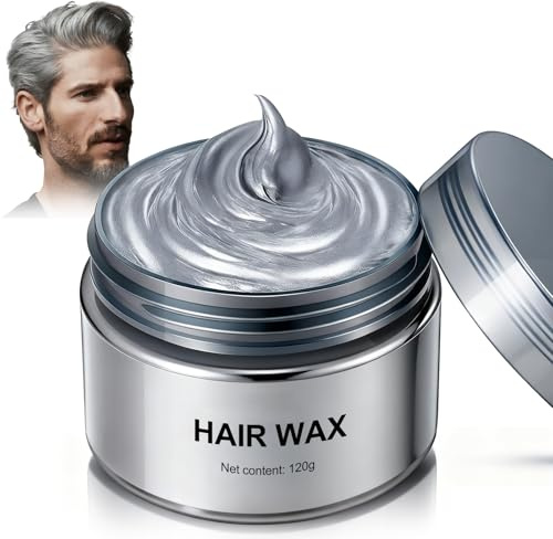 Cera Color Pelo,Tinte Temporal Para El Cabello,Cera Color Pelo Temporal Gris 120g,Look Moderno Y Lavable,Unisex,FáCil De Aplicar Y Lavable,Para Fiestas,Escenarios,Cosplay Y Halloween