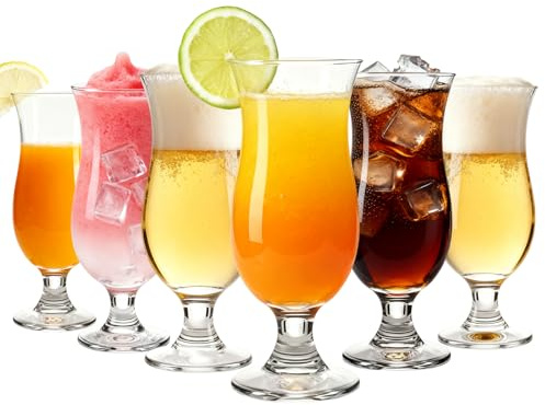 Haayymo Cocktailgläser Set von 6 410 ml - Transparente Eiskaffeegläser, Milkshake-Gläser & Long Drink-Gläser - Ideal für Bier, Eis Sundaes & Cocktails(L60544)