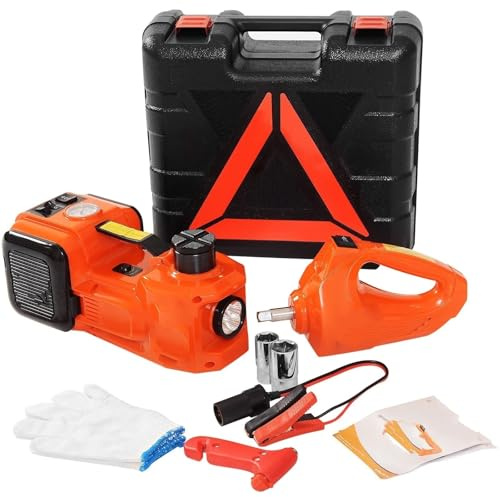 XSDAJSD Cric hydraulique 5 tonnes 12 V pour Voiture, kit de vérin hydraulique électrique, gonfleur de pneus, léger, Portable, Outil de réparation Automobile