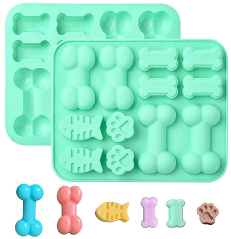 DanLingJewelry Lot de 2 moules à chocolat en silicone en forme de patte de chien et os de poisson pour gâteaux, bonbons, gelée, biscuits, friandises pour animaux domestiques