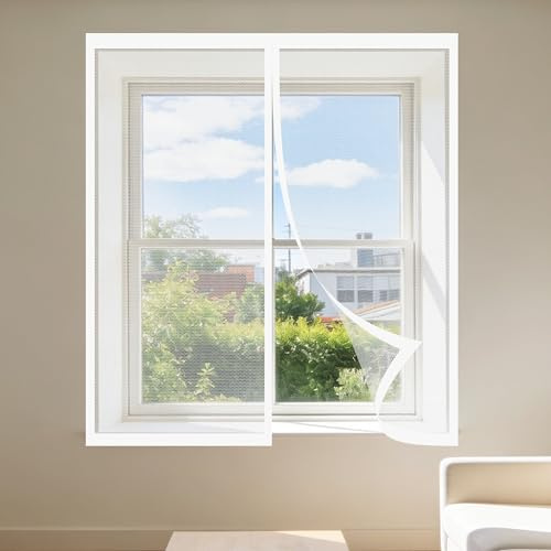 Zanzariera Magnetica 110 x 130 cm Varie Taglie Regolabile Zanzariere Magnetica Senza Forare O Avvitare per Tutti Terrazza Porte e Finestre, Bianco
