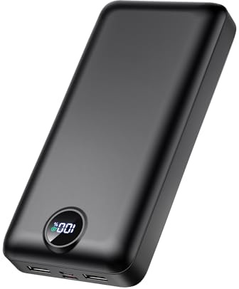 Powerbank 27000mAh mit 4 integrierten Kabel, 30W USB C Schnellladefunktion | LED Display, Externe Handyakkus,Taschenlampe, für iPhone 17/16/15/14/13/12/11, für iPad Samsung Android