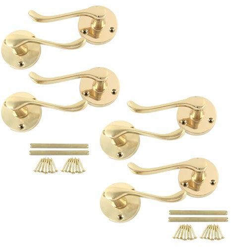 White Hinge Limited 4 Pairs of Round 55mm Victorian Polished Brass Scroll Latch Handles Internal Door Lever