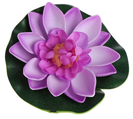Xuniu Gefälschte Schwimmende Blumen Lotus Seerose Pflanzen Garten Tank Teich Dekoration Licht Lila 10 cm