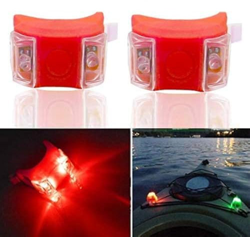 Botepon 2Pcs Boat Kayak Battery Navigation Lights - Strobe Safety Bow and Stern Lights for Boats - Red