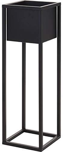 Home&Styling Macetero sobre Soporte de Metal Plantas y Decoración Maceta Flores Jarrón Plantación Pote Jardinera Decorativa Tiesto Negro 70cm