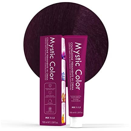 Mystic Color, Tinte para el Cabello, Fórmula Enriquecida con Aceite de Argán y Caléndula, Coloración Permanente en Crema de Larga Duración, Castaño Violeta Claro 5.2, 100 ml