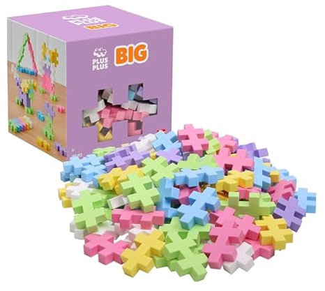 Plus-Plus 9603412 Kreativ-Bausteine, Big Pastell Set, Geniales Konstruktionsspielzeug, 100 Teile, Pastellfarben-Mix