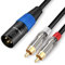 JOLGOO Unbalanced Dual Y Splitter Micrcable - RCA to XLR, 2 RCA in 1 XLR Adapter, 3m