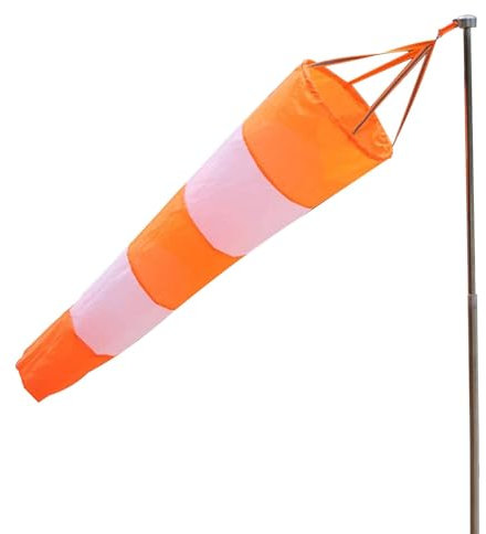 DEWIN Wind Measuring Sock, Nylon Airport Windsock Rip Stop Outdoor Wind Measuring Socks with Reflective Belt (0.8 m Red and White Fluorescent)