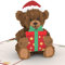 papercrush® Pop-Up Karte Weihnachten Teddybär - Süße 3D Weihnachtskarte mit Teddy für Frau, Freundin oder Mama - Handgemachte Popup Weihnachtsgrußkarte für Frauen, Geldgeschenk für Kinder