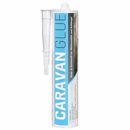 EVERGLUE Caravan Glue 1K MS Montagekleber UV-beständig 440g Kartusche MS-Polymer Kraftkleber extra stark elastischer Kleb-und Dichtstoff zum Kleben und Abdichten am Camper, Caravan, Wohnmobil
