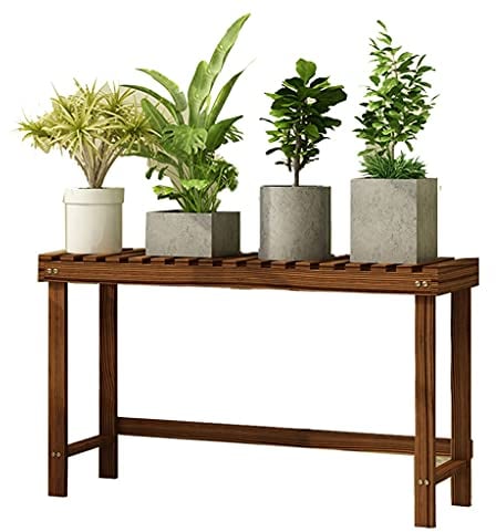 LAIYUTING Pflanzenregale Garten Stufenhölzerner Blumenständer Balkongrünpflanzenständer Wohnzimmerblumentopfständer Gartendekorationsständer (Color : Braun, Size : 78x25x45cm)
