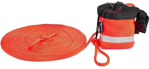 MOPHOEXII Water Rescue Throw Rope Bag with 50/100 feet of 5/16 Floating Life Line and Integrated Whistle Clip for Kayaking, Boating and Rafting, High Visibility Safety Boating Equipment(Orange, 100)