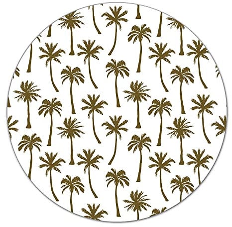 Coloray Glass Chopping Board Cutting Board Protection Splashback for Kitchen ⌀ 15.8 inch/fi 40cm Worktop Saver Tempered Safety Glass - Palm roll Tropical Minimal