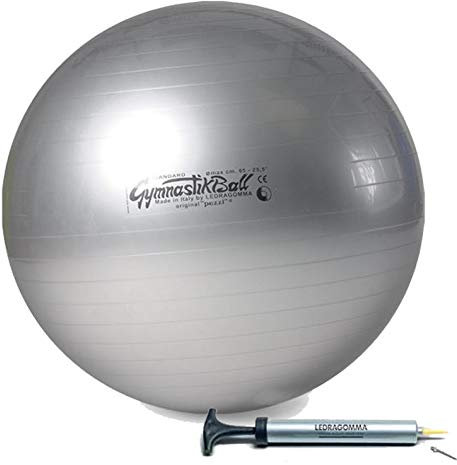 Tonkey PEZZI Ball Standard 75 cm Silber Gymnastikball Sitzball inkl. Pezziball Pumpe