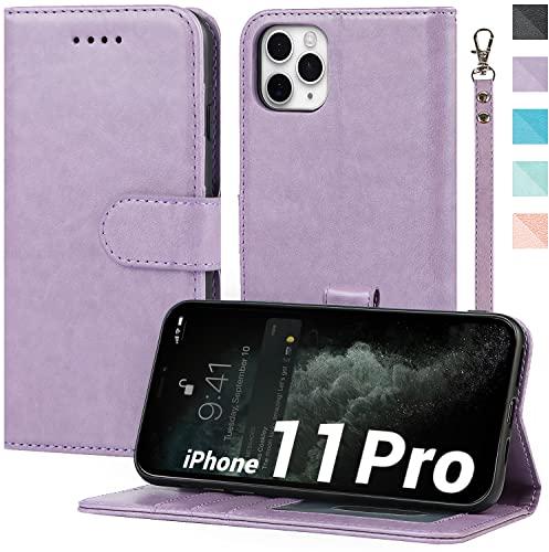 ELTEKER Handyhülle iPhone 11 Pro Klapphülle, Hülle für iPhone 11 Pro, [3 Kartenfächer] [Leder] [Magnet Verschluss] schutzhülle Ledertasche Hülle für iPhone 11 Pro, Violett