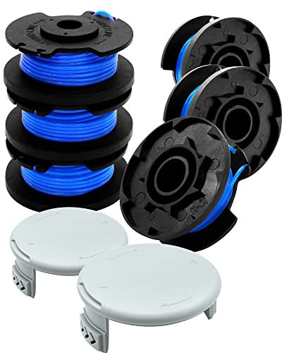 Uchidodo Bobine Fil Coupe Bordure pour Ryobi Coupe-Bordures One+ 18V, 24V et 40V, 6 Bobine de Fil Debroussailleuse avec 2 Couvercles de Bobine, Longueur 3,35 m, Diamètre 1,6 mm
