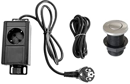 Kit Interruttore Aria Dissipatore Di Rifiuti Alimentari Interruttore Attivato Ad Aria Per Lo Smaltimento Dei Rifiuti Del Lavandino Pulsante Aria On/Off in Nichel Acciaio Inossidabile(Single EU plug)