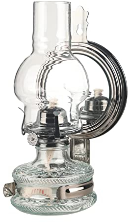 amanigo Wandmontierte Öllampe - 10,24 Zoll Petroleumlampe Vintage Öl-Paraffin-Laterne mit Glaskamin Wandleuchte for den Innenbereich (Color : Black)