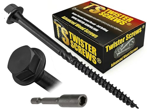 Twister Screws Hex Head Timber Screw | 6.7 x 150mm | Grey | Box of 25 | Double-Threaded, Hardened Carbon Steel, Multipurpose, Ruspert Corrosion protection, Type 17 Ultra Sharp Grab Point