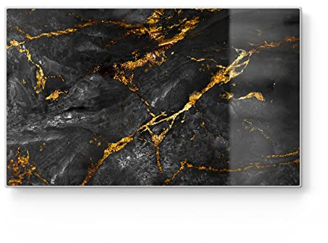 DEQORI Frühstücksbrett Glas | klein 23x14 cm | Motiv Veredelter Naturstein | Design Schneidebrett für Küche | Frühstücksbrettchen antibakteriell & rutschfest | Glasplatte & Servierplatte