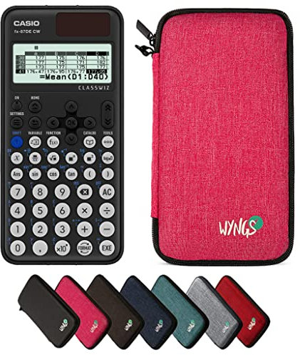 Casio fx-87DE CW ClassWiz inkl. WYNGS Schutztasche Pink - Wissenschaftlicher Taschenrechner - Basic Paket
