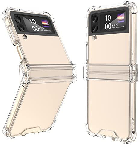 SQMCase Designed for Galaxy Z Flip 4 Case with Hinge Protection,Samsung Flip 4 Full Cover Shockproof Slim Phone Protection Case Clear for Z Flip 4 5G(2023)-Clear