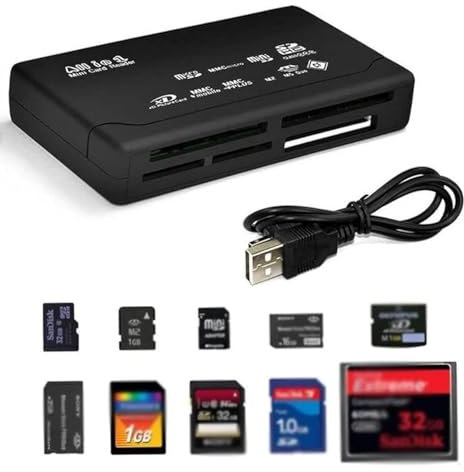 USB 2.0 All in One PC Memory Card Reader Adapter and Write Plug OSX Windows Chrome Compatible for SD/MMC/SDHC/XD/M2/Memory Stick/Micro SD/CF/Pro&Duo Cards