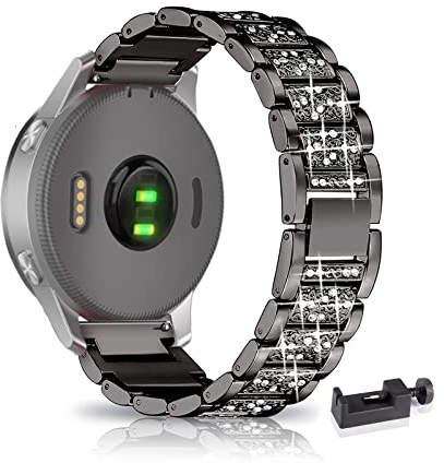 AireWiki Armband Kompatibel mit Garmin vivomove hr/VivoMove Trend Armband Edelstahl Für Herren Damen Elegant Metall Uhrenarmband Für Garmin vivomove hr/VivoMove Trend (Schwarz)
