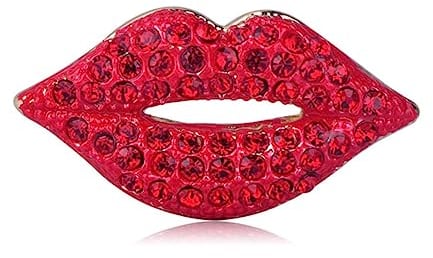 YAHOYA Mode Voll Kristall Rosa Lippen Form Broschen Für Frauen Mädchen Brautjungfer Brautkleid Mantel Dekoration Hijab Pins Brosche