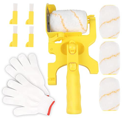 Fhjsyeirly 11Pcs Paint Roller Brush Set Multifunctional Hand- Clean-Cut Paint Edger Roller Brush Portable Tool