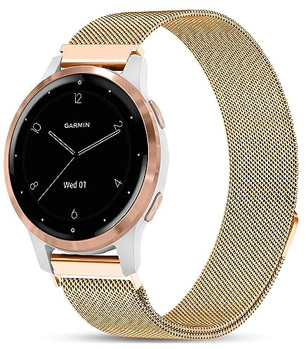 VELULYX metallo cinturino per Garmin Venu 2S/Venu 3S/Vivomove 3S/Vivoactive 4S, 18mm cinturino acciaio inossidabile per Fossil Ladies Gen 6/Gen 5E/Gen 4/Gen 3