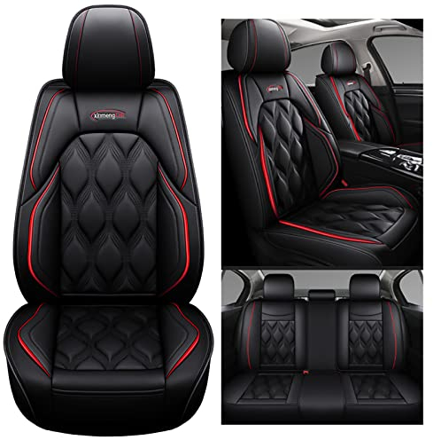 Congxy Set Coprisedili Auto Universale per Anteriori e Posteriori | Compatibile con Airbag Laterale, Standard Nero Rosso