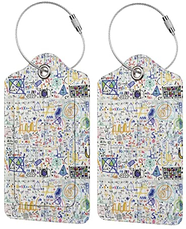 Gepäckanhänger, physikalische Formeln auf Papier, Leder, Namensschild, Reisekoffer, Identifikation, ID-Tags, langlebiges Gepäcketikett, 2 Stk