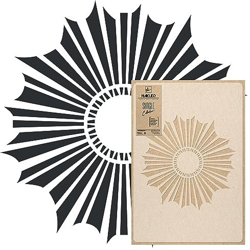 NAKLEO Pochoir Géométrique pour Peinture Murale Grand Format Diamètre 39 cm - S, Modèle en Plastique et Réutilisable, Ensoleillé Cercle, DIY Bricolage Artisanat Décoration, Bois Tissu Mueble