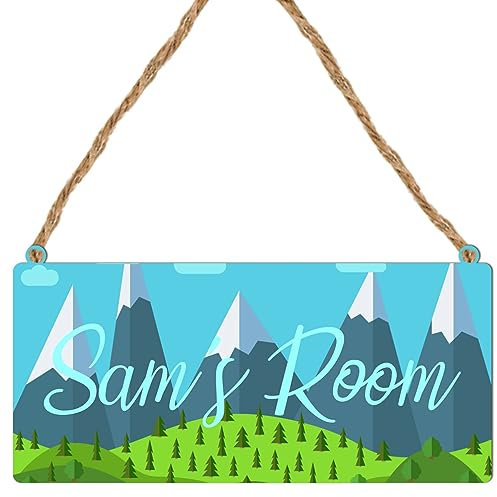 Personalised Bedroom Door Sign Plaque – Handcrafted Animal Wall Art for Bedroom & Living Room Decor – Ideal for Christmas Wall Art Gifts, (Mdf Wood Indoor Use Only 19cm x 9cm, Mountains Themed)