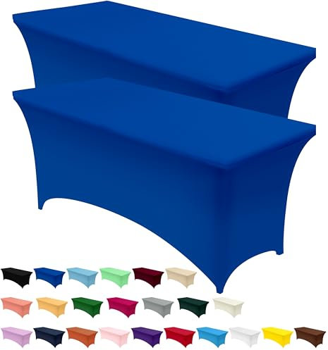 Utopia Kitchen Spandex Tischdecke 2 Pack [4FT, Blau] Enge, Passgenaue, Waschbar und Faltenfrei Tischdecke Outdoor für Veranstaltung, Hochzeit, Bankett & Partys [183Lx76Wx76H] cm