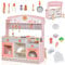 DREAMADE 2 IN 1 Kinderküche mit 14 TLG. Zubehör, doppelseitige Miniküche, Kinderspielküche mit Spülbecken Wasserhahn Backofen Herd BBQ-Grill, Spielküche aus Holz für Jungen und Mädchen ab 3