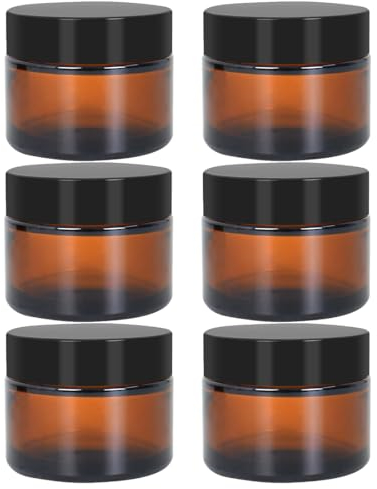 Aililong Lot de 6 bocaux à crème, 50 ml, en verre ambré, transparent, pour cosmétiques, lotions, pommades, huiles essentielles, mini bougies