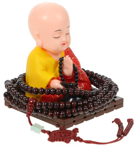 Cabilock Auto-armaturenbrett-schaukel Wackelkopf-tänzerin Wandregal Mönchsskulptur Miniatur-Buddha-Figuren Kleine Mönchsfigur Teehaustier Mönch Schreibtisch Kleiner Mönch Harz Baby