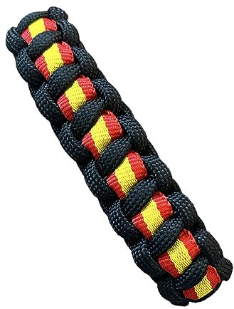 MIBANDERA Pulsera Bandera España Hombre Mujer. Pulsera España Cuerda Trenzada. Pulsera Cuero Tela España con cierre. (Negra 21 cm)