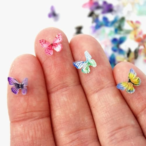 Peachcor Mariposas de microresina, micromariposas de jardín al aire libre, casa de muñecas en miniatura, muñecas de jardín de hadas de terrario, decoración de paisajismo de jardín (30 piezas)