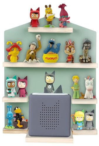 Shudyear Toniebox Regal mit Platz für 14 Tonie-Figuren, Tonie Box Magnetisches Wandregal, für Kinder zum Spielen und Sammeln (Grün,Haus)