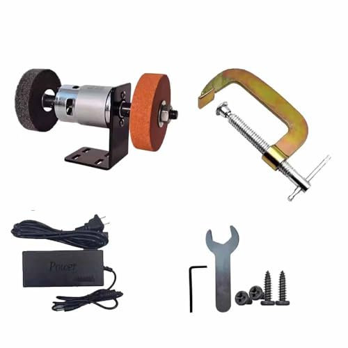 LeTkingok Mini Smerigliatrice Da Banco a Doppia Testa Con Morsetto a G, Levigatrice Elettrica Domestica, Levigatrice, Lucidatrice, Affilacoltelli Fai Da Te