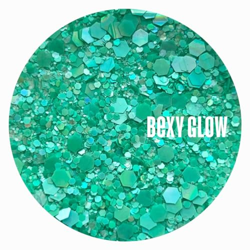 Bexy Glow Colour Acrylic Powders Peppermint | Spring Fling Acrylic Nail Collection | Professional Acrylic Nail Powder | Glitter Acrylic Nail Powder | Green Acrylic Nail Powder | 20g
