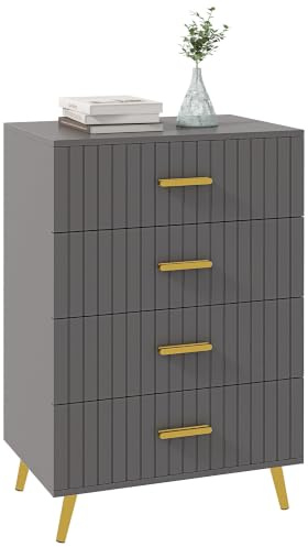 HOMCOM Kommode 4 Schubladen mit Aluminiumbeinen Dunkelgrau