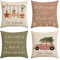 Artoid Mode Kugeln Baum Lastwagen Motto Schöne Feiertage Frohe Weihnachten Kissenbezüge 4er Set, 40x40 cm LKW Zierkissenbezug Cushion Cover Couch Deko