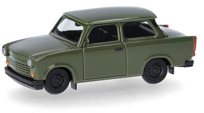 Herpa Modellauto Trabant 1.1 Limousine, Miniatur im Maßstab 1:87, Sammlerstück, Made in Germany, Modell aus Kunststoff, Farbe: olivgrün
